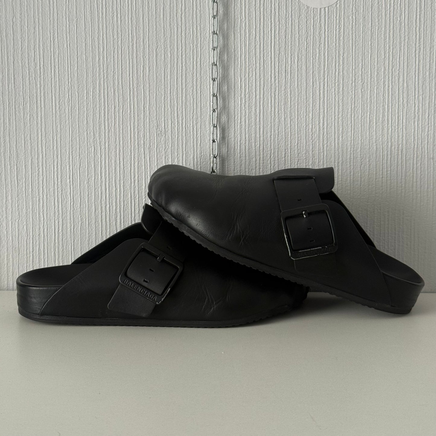 Balenciaga Sunday Black Leather Mules