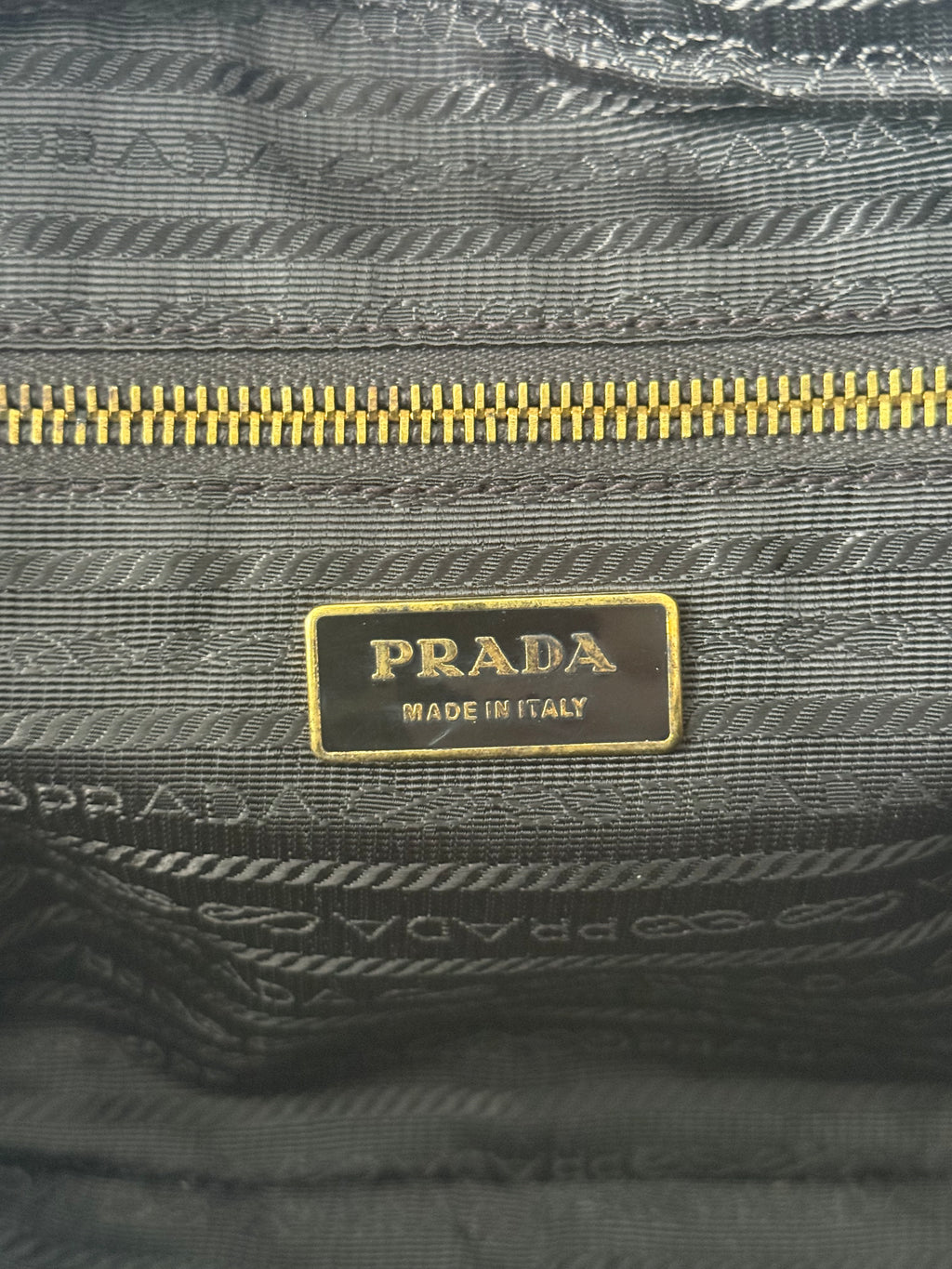Prada Gold Saffiano Leather Top Handle Bowling Bag
