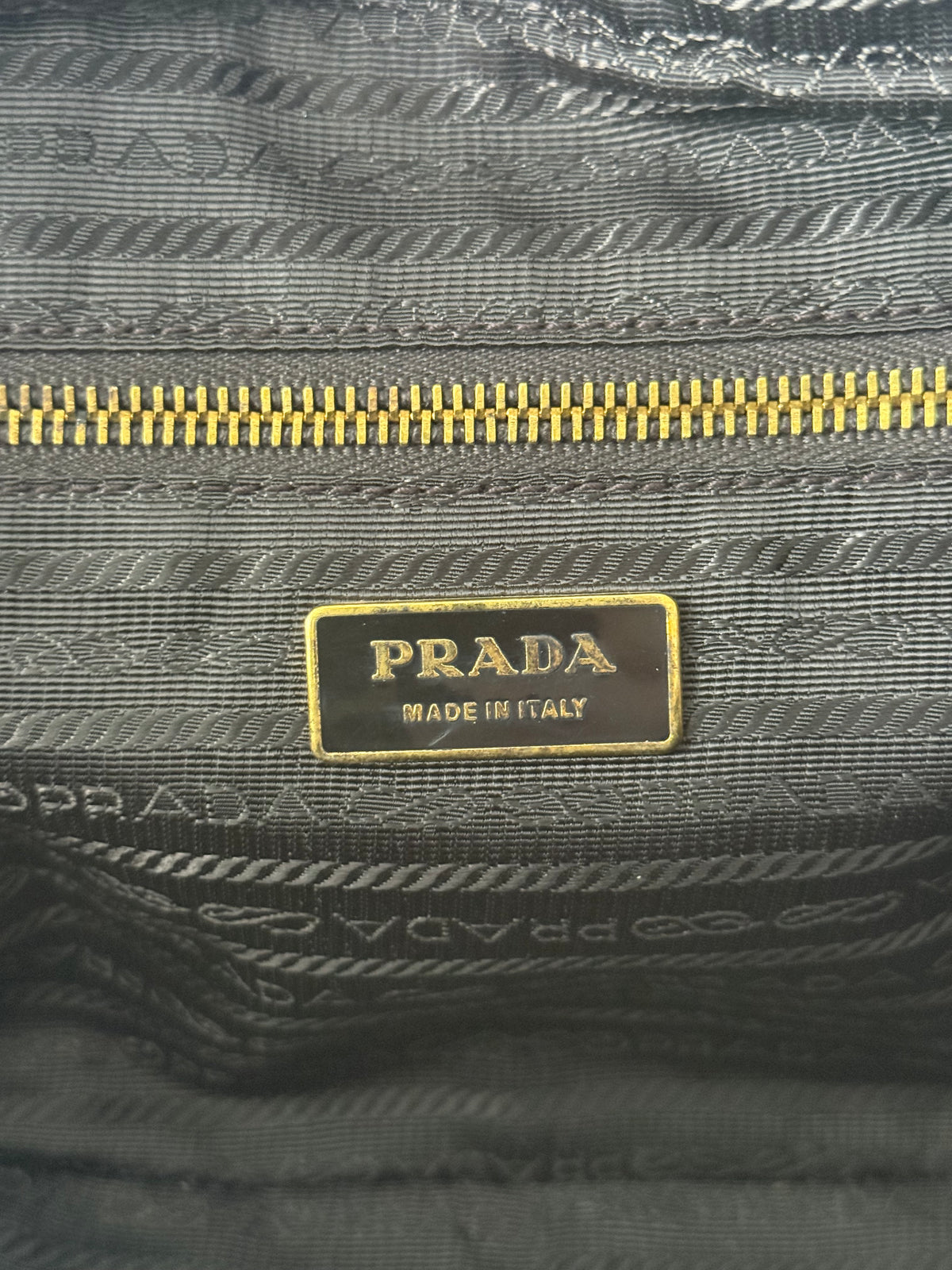 Prada Gold Saffiano Leather Top Handle Bowling Bag