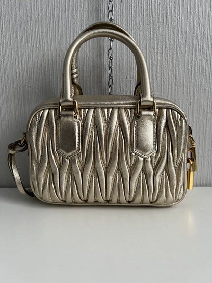 Miu Miu Arcadie Matelassé Nappa Leather Bag in Purite