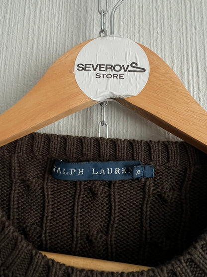 Polo Ralph Lauren Cable Knit Brown Cotton Jumper