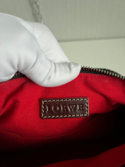 Loewe Black Canvas Anagram Brown Leather Shoulder Bag