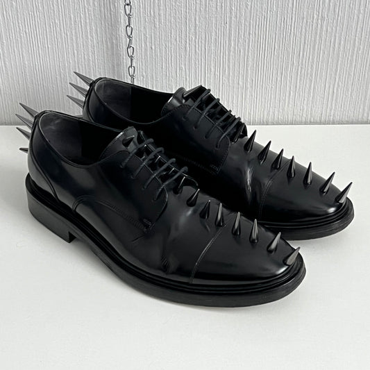 Balenciaga Spiked Derby Men’s Black Leather Shoes