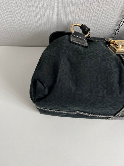 DKNY Vintage Black Monogram Bag with gold buckle