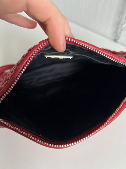 Miu Miu Matelasse Red Leather Shoulder Bag