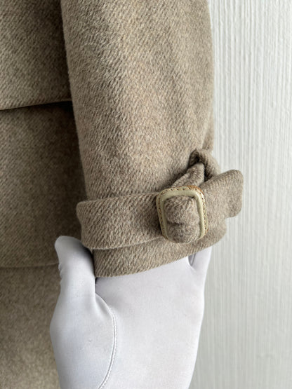 Max Mara Fox Fur Collar Wool Angora Blend Womens Long Coat