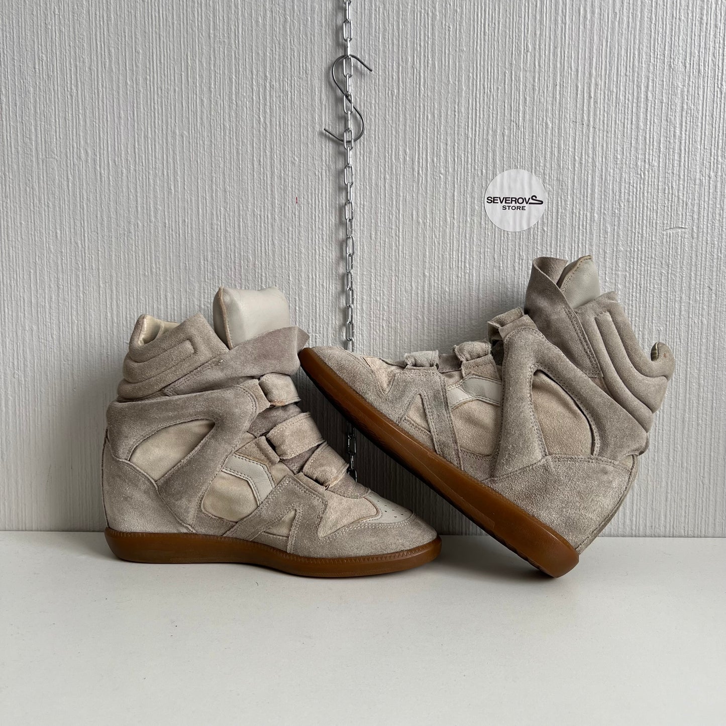 Isabel Marant Bekett Beige Suede Leather Sneakers Womens Shoes