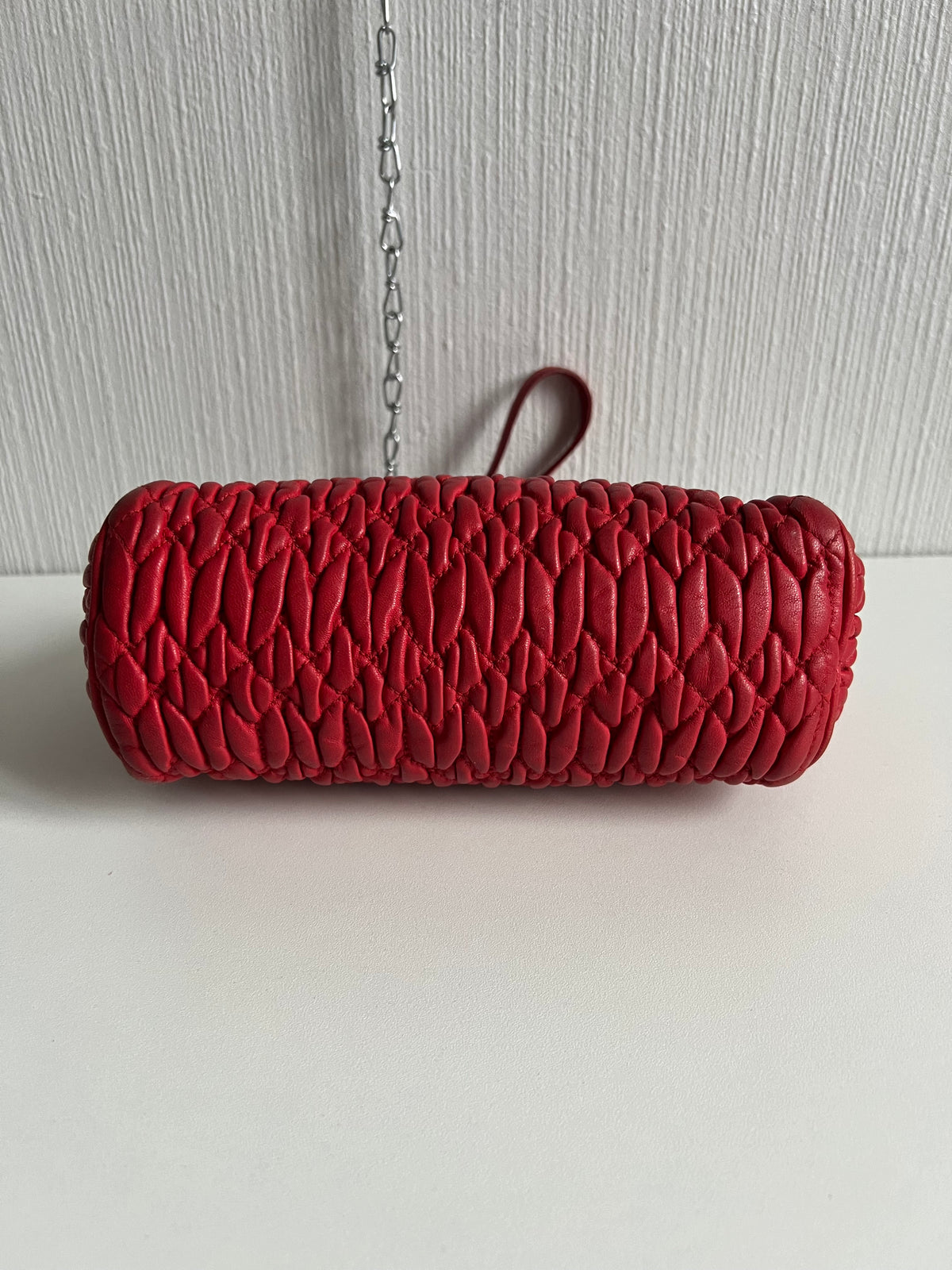 Miu Miu Matelasse Red Leather Shoulder Bag