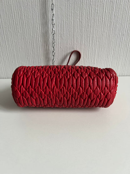 Miu Miu Matelasse Red Leather Shoulder Bag