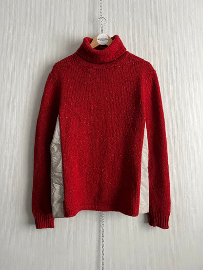 Prada Sport FW99 Nylon Panelled High Neck Heavy Knit Wool Sweater