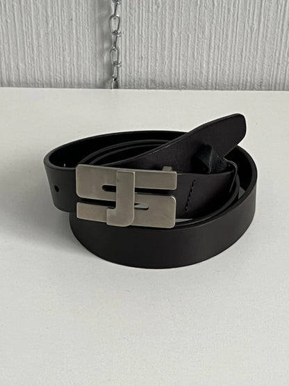 Jil Sander Vintage Stainless Steel Buckle Black Leather Belt