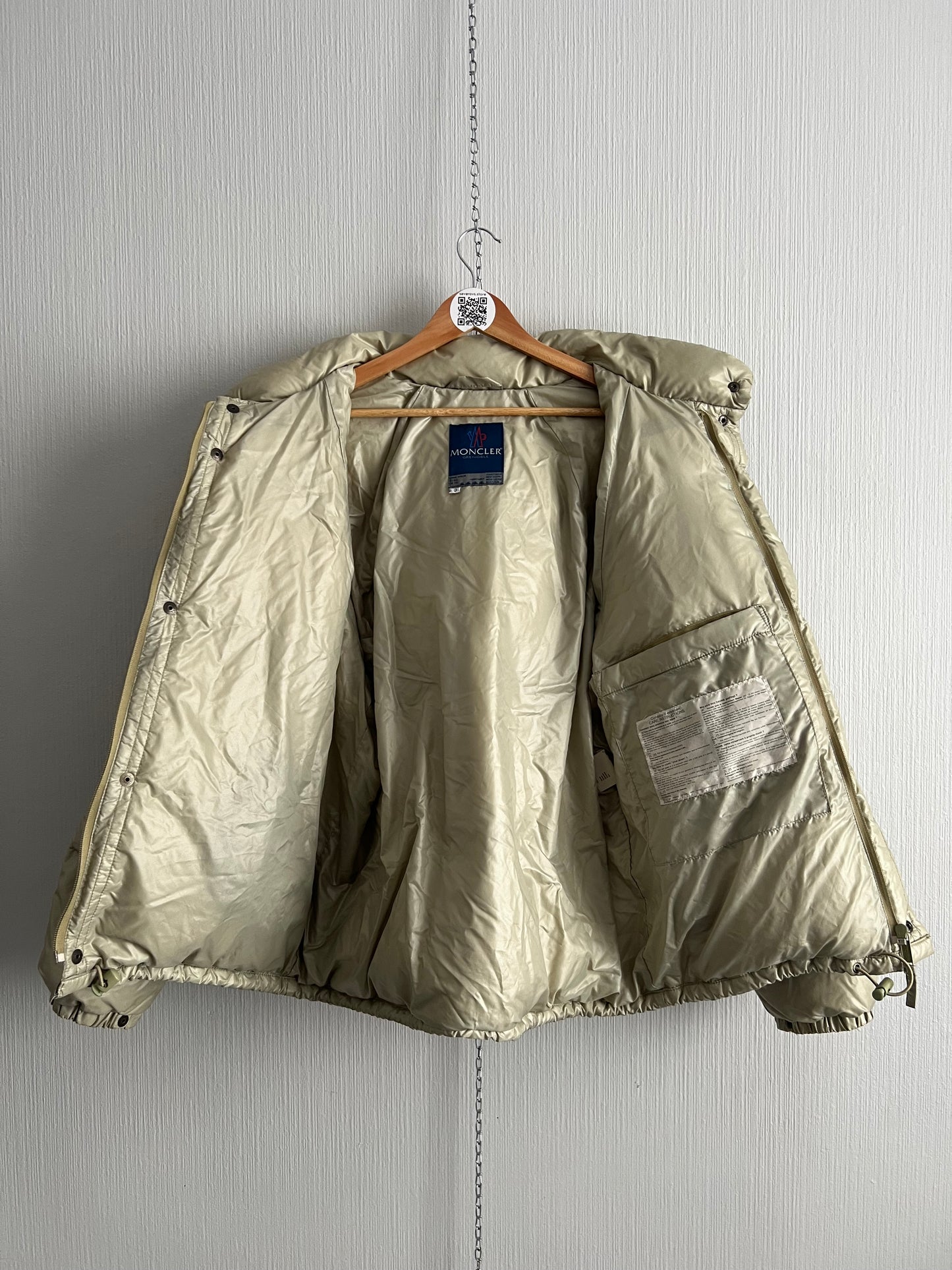 Vintage 90s Moncler Grenoble Beige Puffer Down Mens Jacket