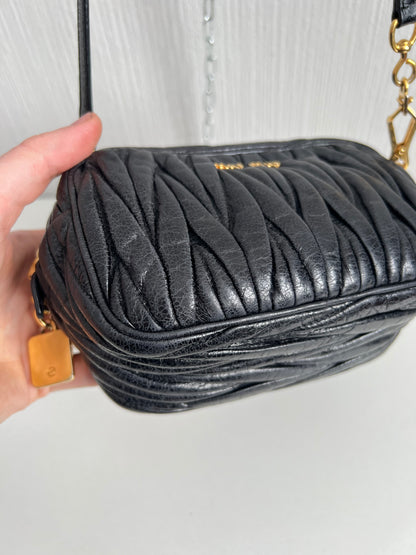 Miu Miu Black Matelasse Leather Crossbody Bag