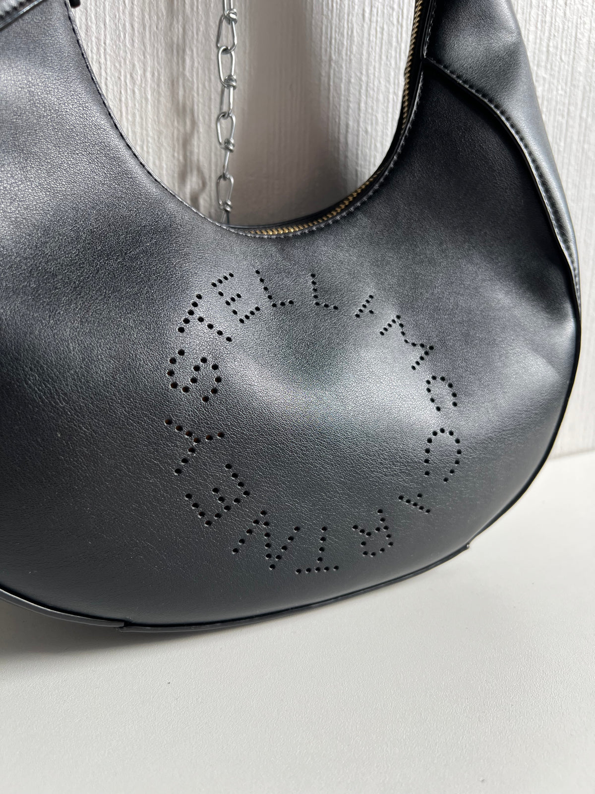 Stella McCartney Perforated Logo Boho Bag Black