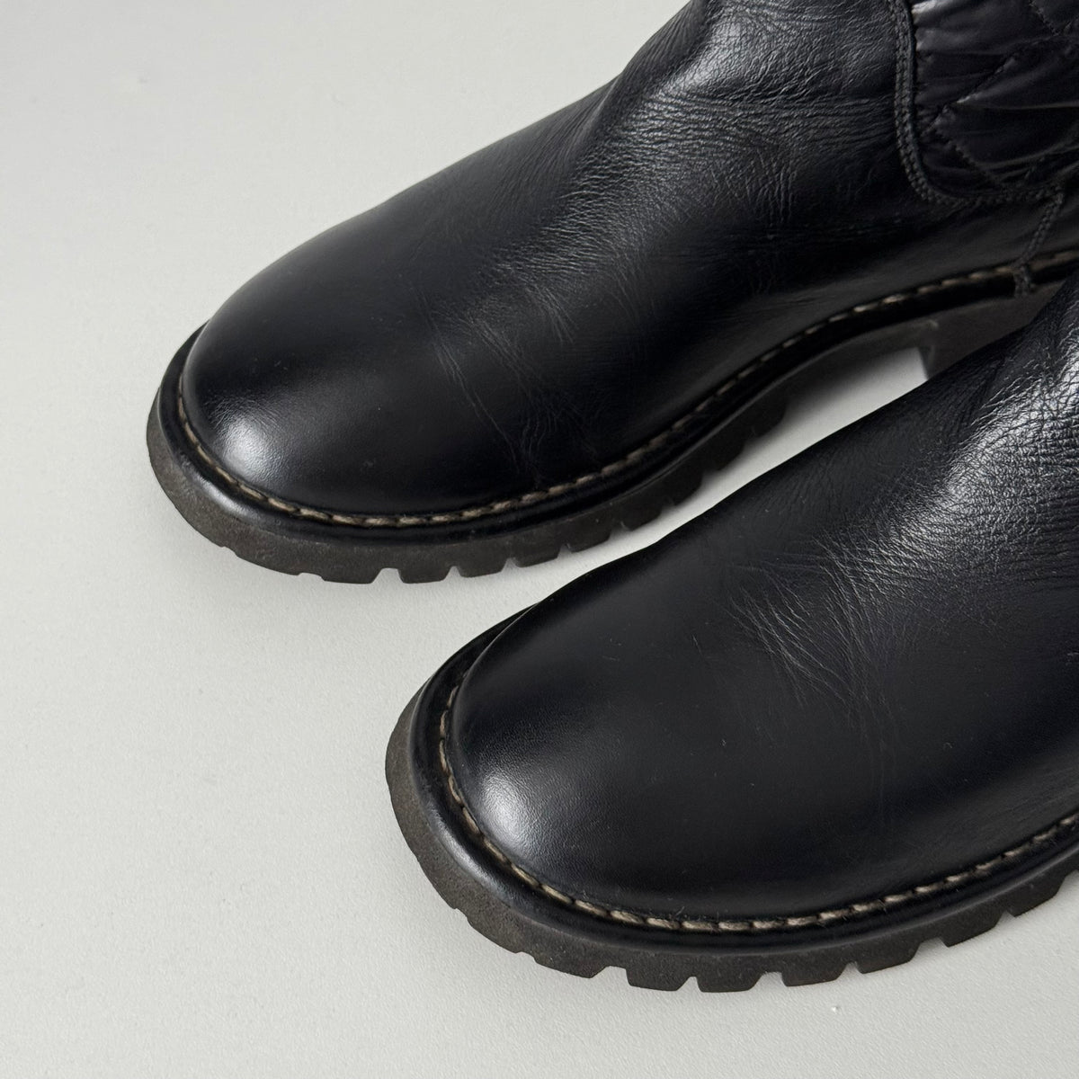 Chanel Black Nylon/Leather Coco Cocoon Boots by Karl Lagerfeld