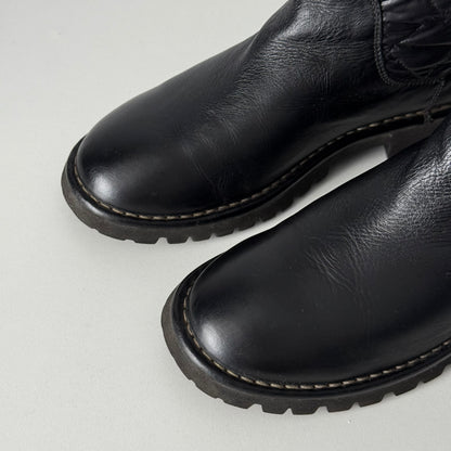 Chanel Black Nylon/Leather Coco Cocoon Boots by Karl Lagerfeld