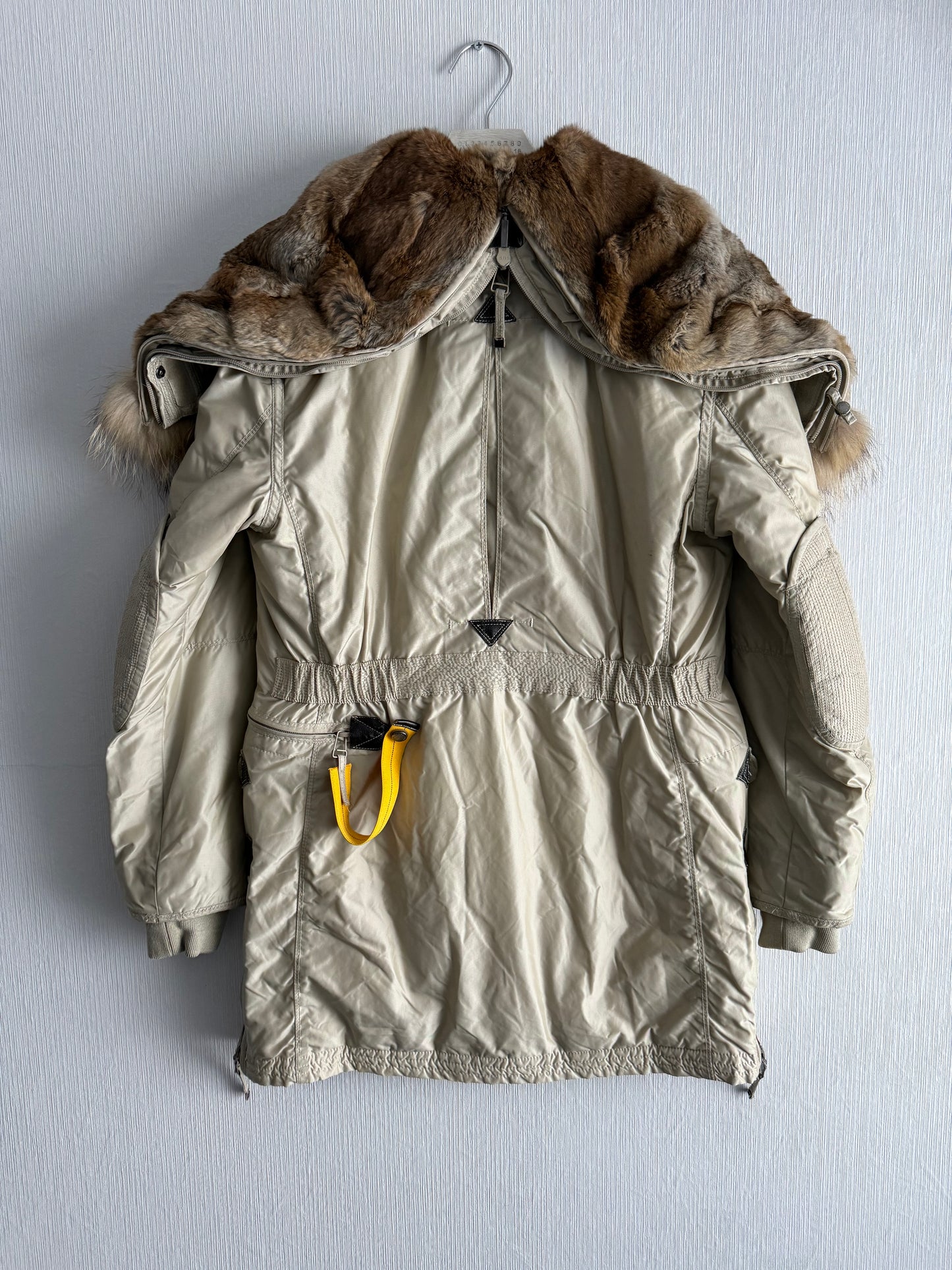 Parajumpers Beige Fur Hooded Kodiak Long Parka Coat