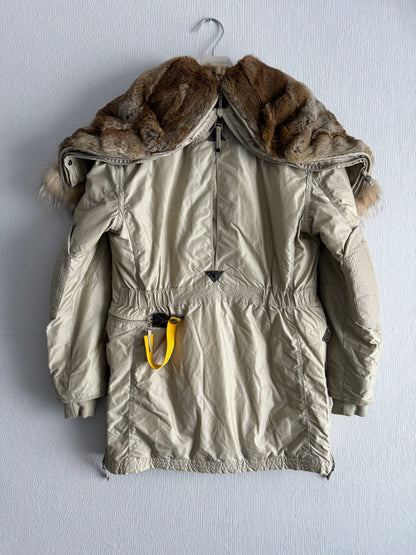 Parajumpers Beige Fur Hooded Kodiak Long Parka Coat