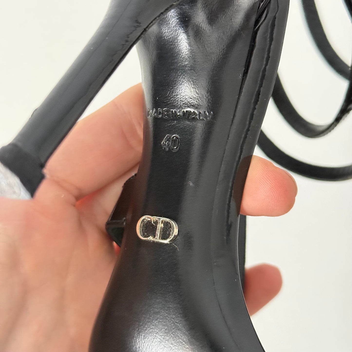 Dior Black Patent Leather Double Strap Sandals