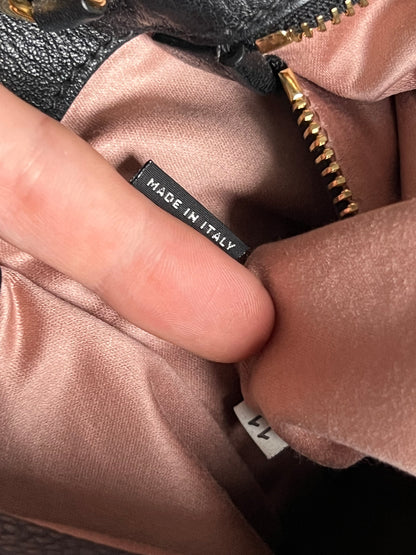 Miu Miu Vitello Caribu Black Leather Satchel HandBag