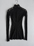 Dolce & Gabbana Black Floral Lace Long Sleeve Dress