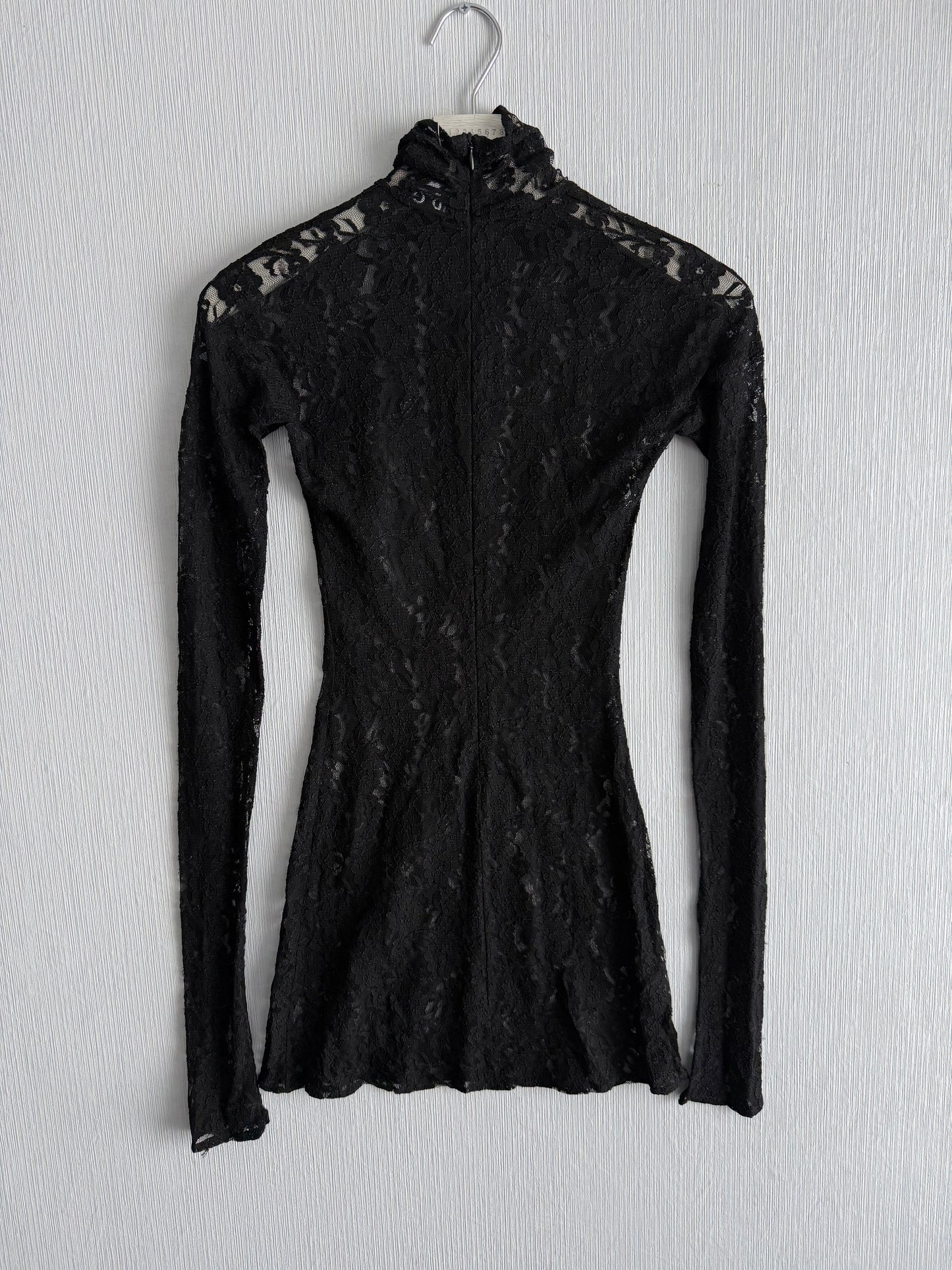 Dolce & Gabbana Black Floral Lace Long Sleeve Dress
