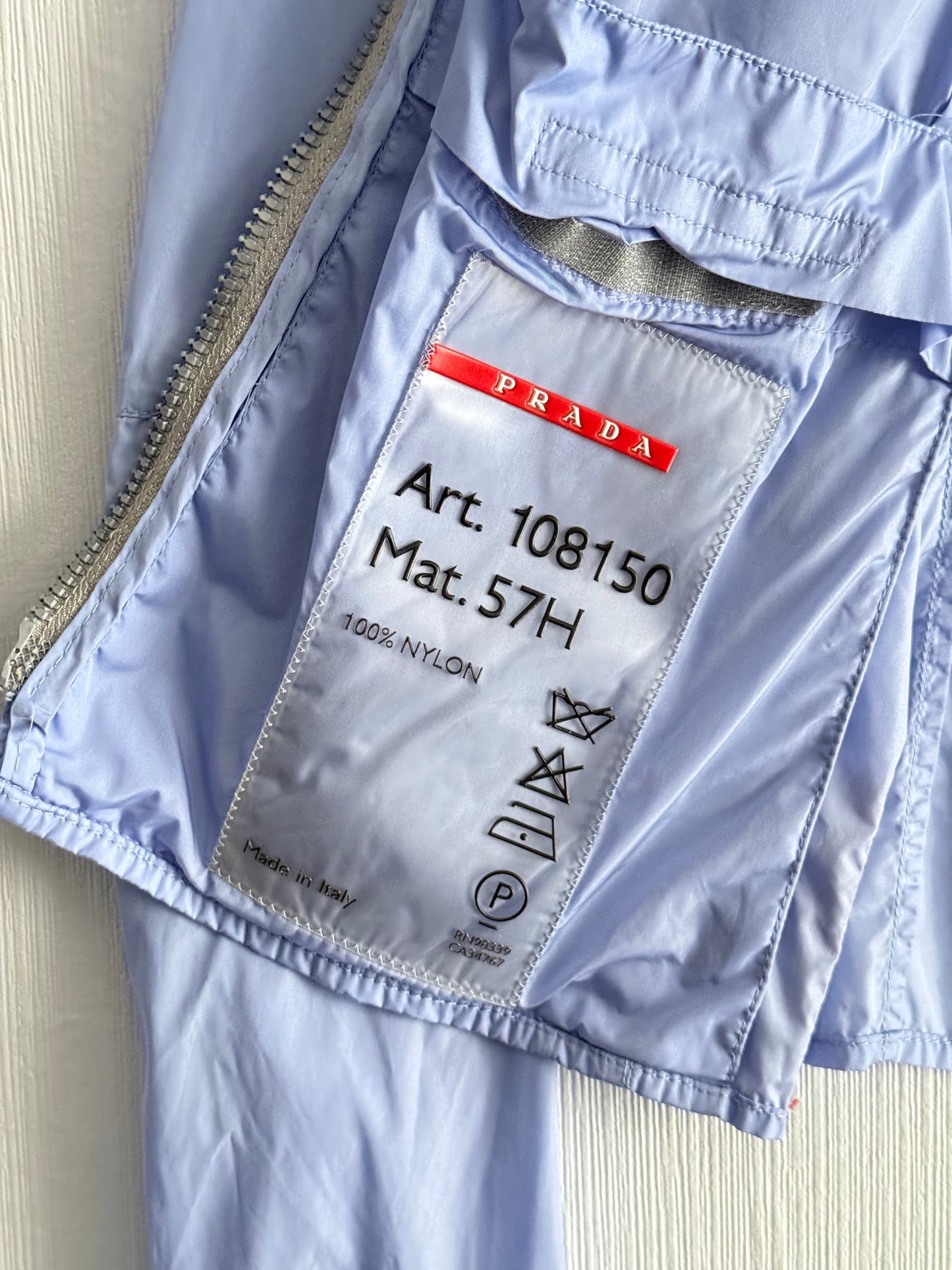 Prada Sport SS00 Nylon Moto Baby Blue Jacket