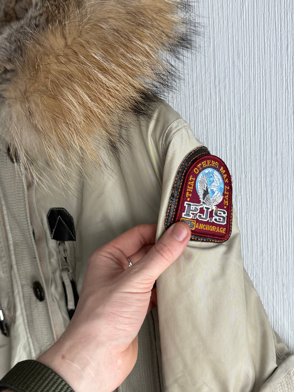 Parajumpers Beige Fur Hooded Kodiak Long Parka Coat