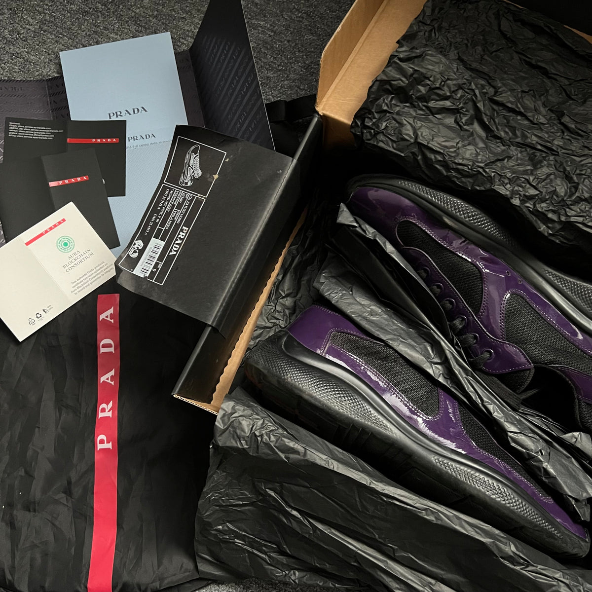 Prada America's Cup Violet Black Men's Sneakers — product photo