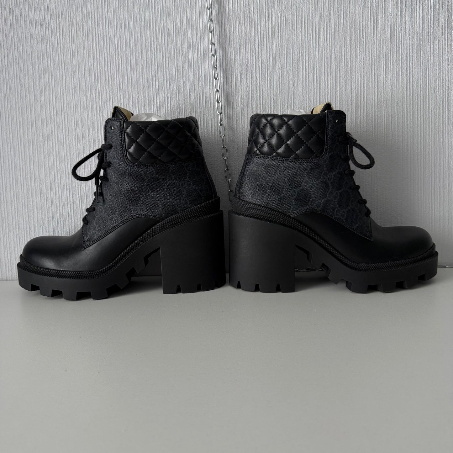 Gucci Apollo GG Supreme Leather Ankle Boots