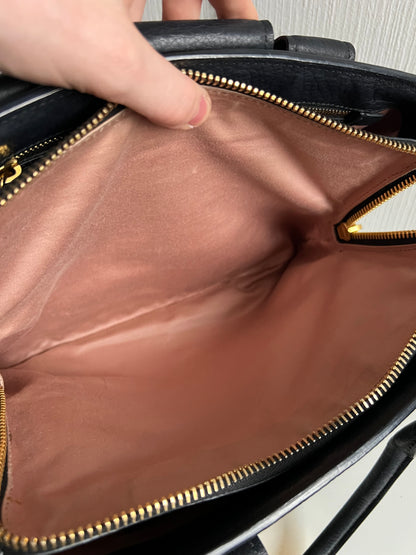 Miu Miu Vitello Caribu Black Leather Satchel HandBag