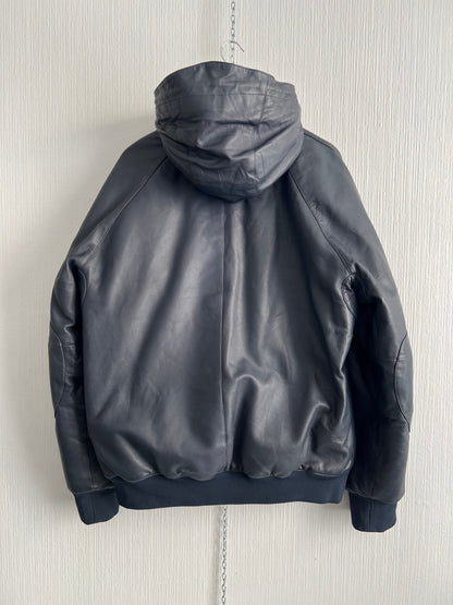 Stone Island AW10 Midnight Blue Leather Bomber Down Jacket