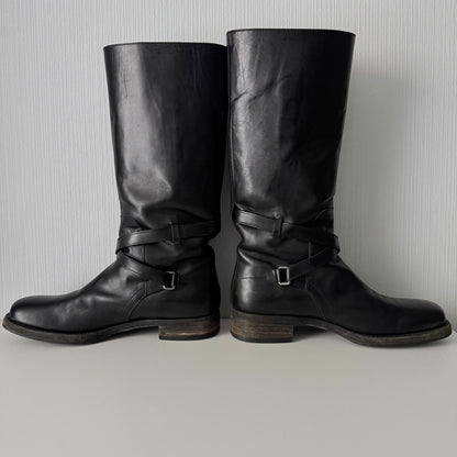Prada Black Leather Mens Riding Boots