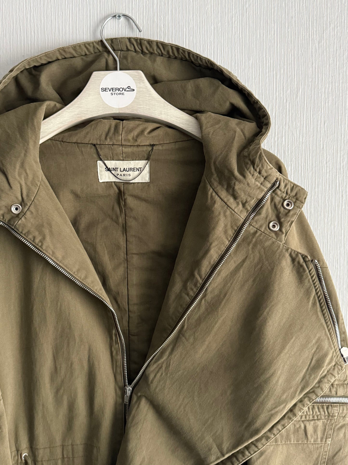 Saint Laurent Olive Green Cotton Jacket Womens Parka