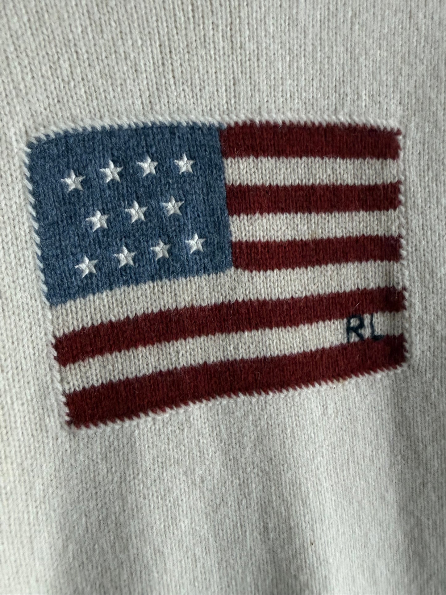 Polo Ralph Lauren American Flag Cream Wool Sweater