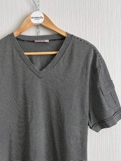Prada Black Tab Striped T-shirt