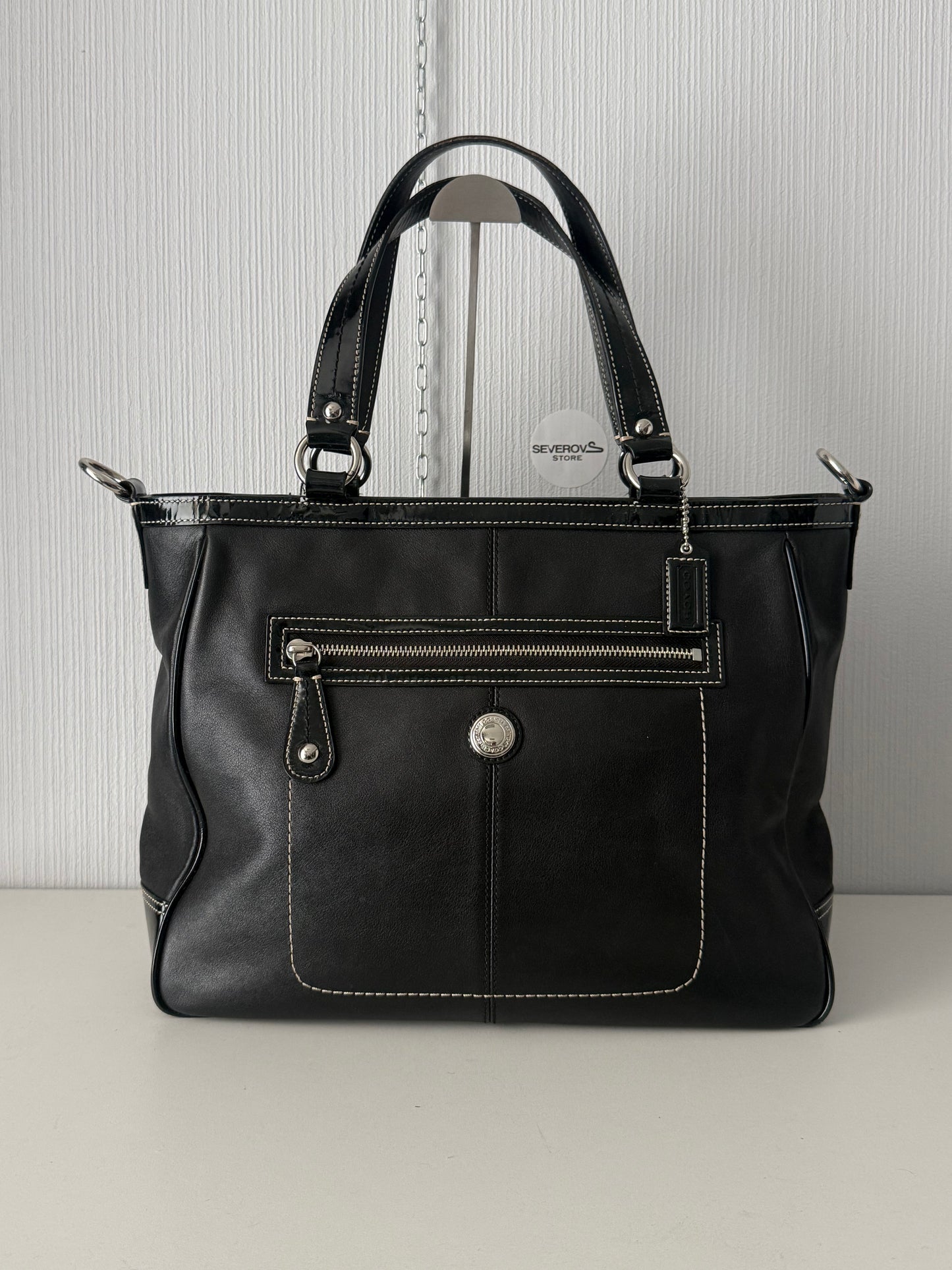 Coack Laura Black Leather Tote Bag
