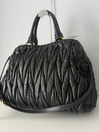 Miu Miu Black Matelassé Leather Tote Bag
