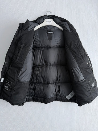 Stone Island Shadow Project FW21 High Density R-Nylon Jersey Real Down Jacket in Black