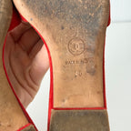 Chanel Leather CC Red Leather Mules Flat Slides