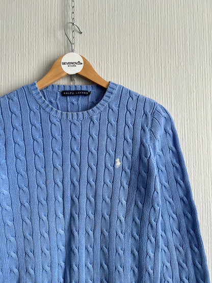 Ralph Lauren Cable Knit Blue Cotton Sweater