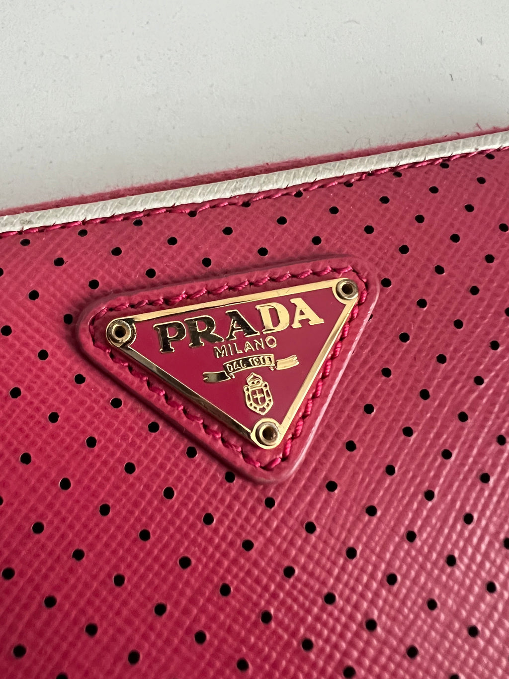 Prada Saffiano Leather Perforated Large Wallet