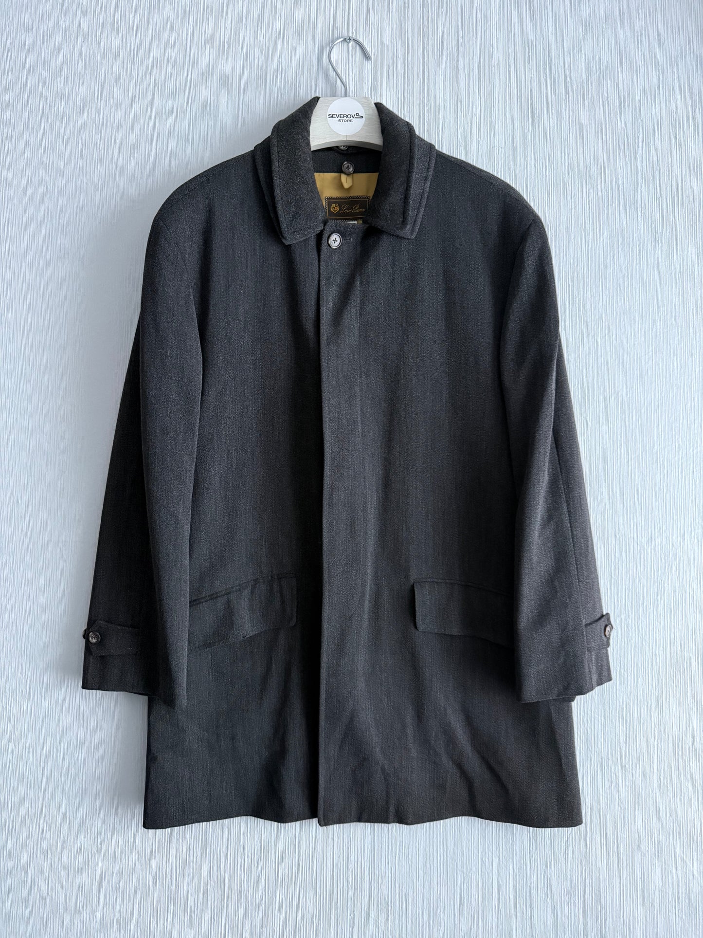 Loro Piana Grey Wool Mens Coat with Removable Inner Vest