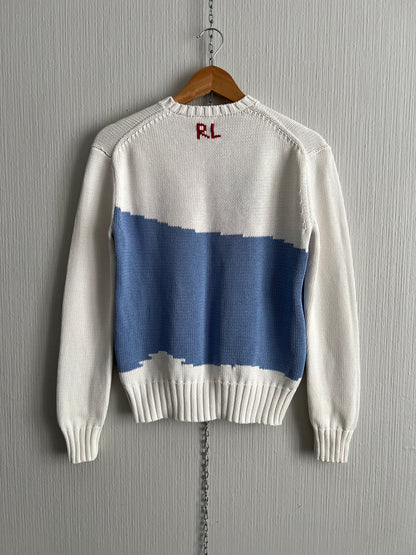 Polo Ralph Lauren American Flag Beach Women’s Sweater in White Ivory