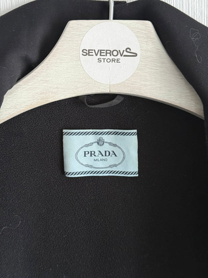 Prada Black Neoprene Pleated Waist Jacket