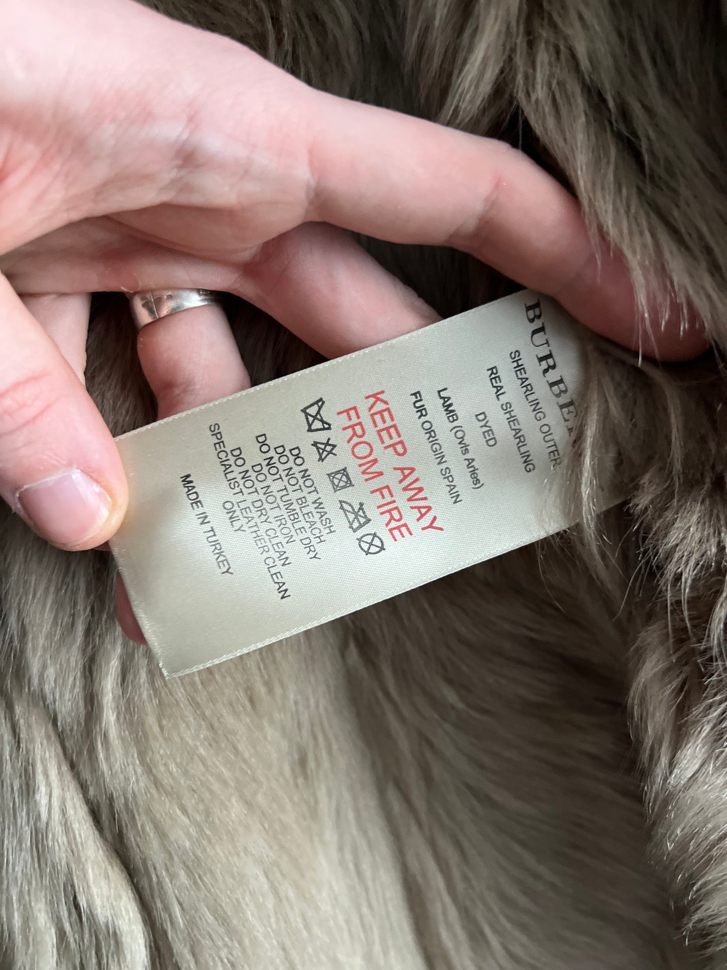 Burberry Brit Lamb and Fur Shearling Jacket Beige Womens Peacoat