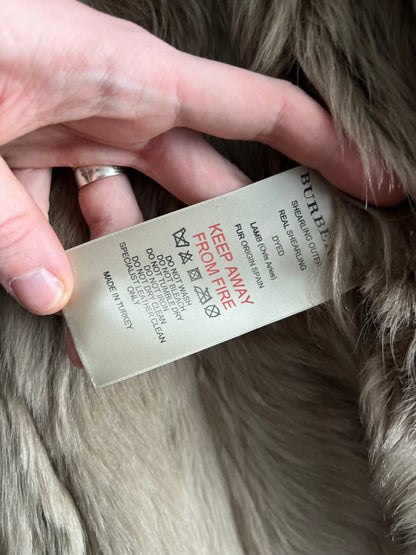 Burberry Brit Lamb and Fur Shearling Jacket Beige Womens Peacoat
