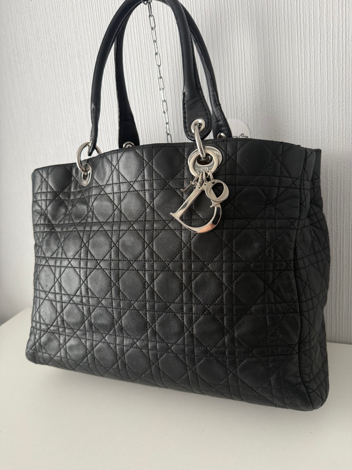 Christian Dior Lady Dior Soft Shopping Tote Cannage Quilt Lambskin Large