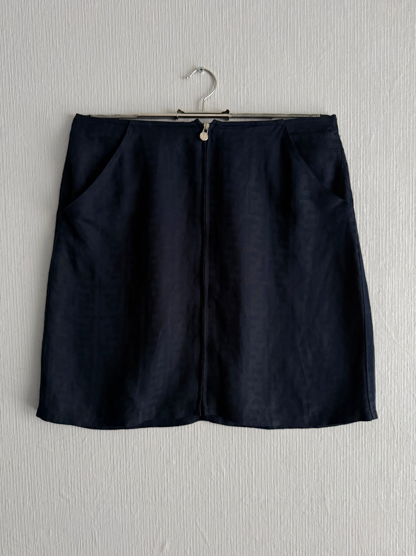Fendi FF Monogrammed Logo Navy Skirt