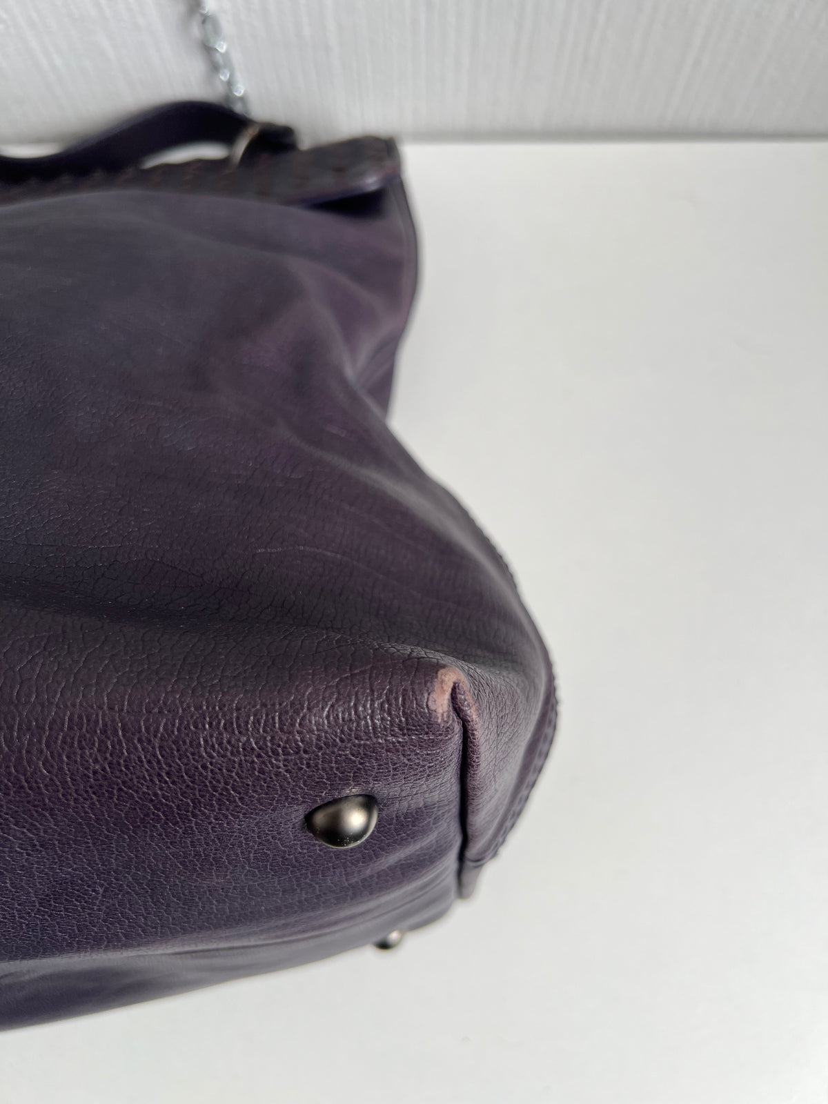 Bottega Veneta Purple Intrecciato Leather Tina Top Handle Bag